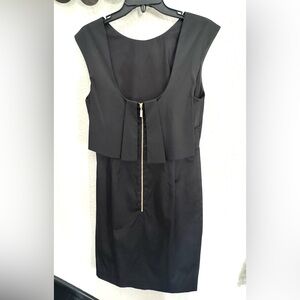 Black Halo silk mini dress. Like new. Scoop, pleated ruffle back. Size 8